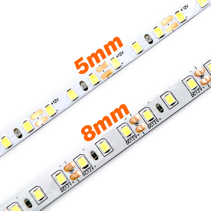 Tira de luces LED de 5mm y 8mm 2835 DC24V 12V 120LEDs/m tiras de lámpara para el hogar rojo hielo azul amarillo naranja rosa barra de lámpara suave Flexible y cortable