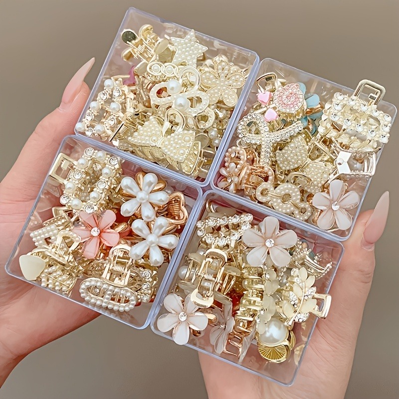 48 verschiedene kleine Haarspangen aus Legierung für halbgebundenes Haar, 1 Stück mit zufälligem Design, geeignet für den täglichen Gebrauch, eleganter und schlichter Kopfschmuck