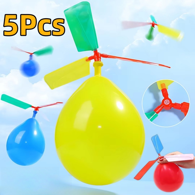 5 Uds. de Globos de Hélice para Helicóptero, Juguetes DIY con Silbato, Globos Voladores para Exteriores, Decoración para Fiestas de Cumpleaños, Regalo