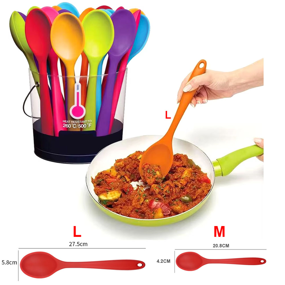 Para una vida mejor, 1 unidad, cuchara de silicona suave para agitar, vajilla con mango largo, utensilios de cocina, cucharón, accesorios de cocina
