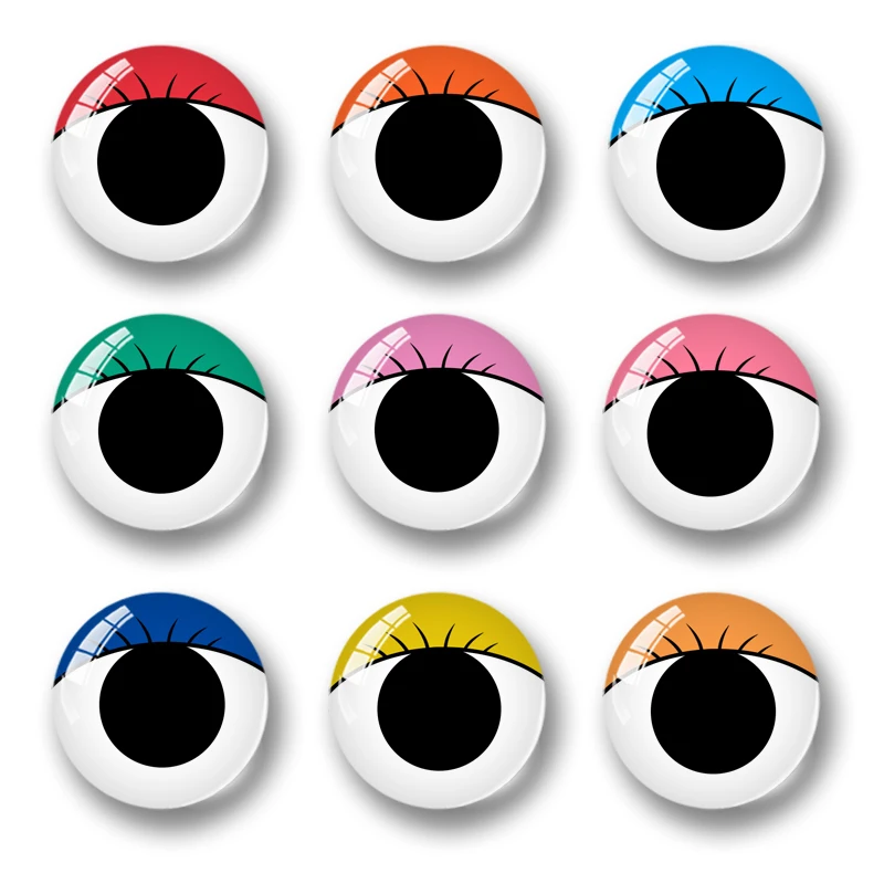 20 Pcs 6/8/10/12/14/16/18/20mm Puppe Augen foto Runde Glas Cabochon Diy Flache Rückseite Handgemachten Schmuck Erkenntnisse