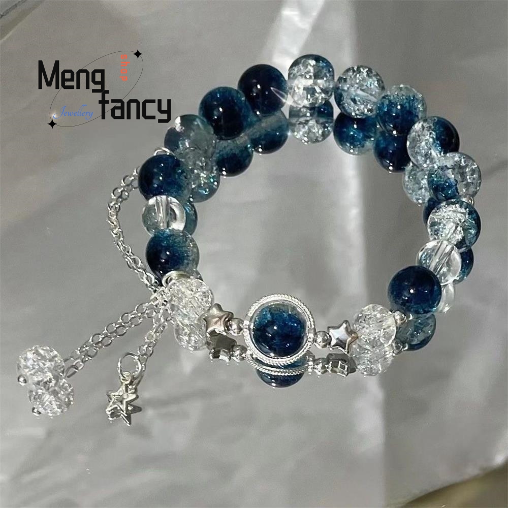Obsidiana negra Natural, pulsera de cristal de pelo negro, Vía Láctea, joyería exquisita de moda de alta calidad, regalos de vacaciones sexis para chicas jóvenes