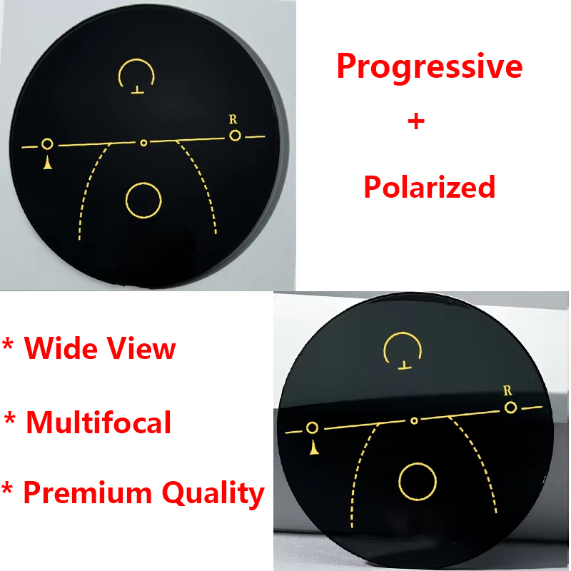 Lentes Ópticas Polarizadas Progressivas Premium de Forma Livre 1.56 1.61 1.67 Espelhadas Multifocais Asféricas UV400 para Direção