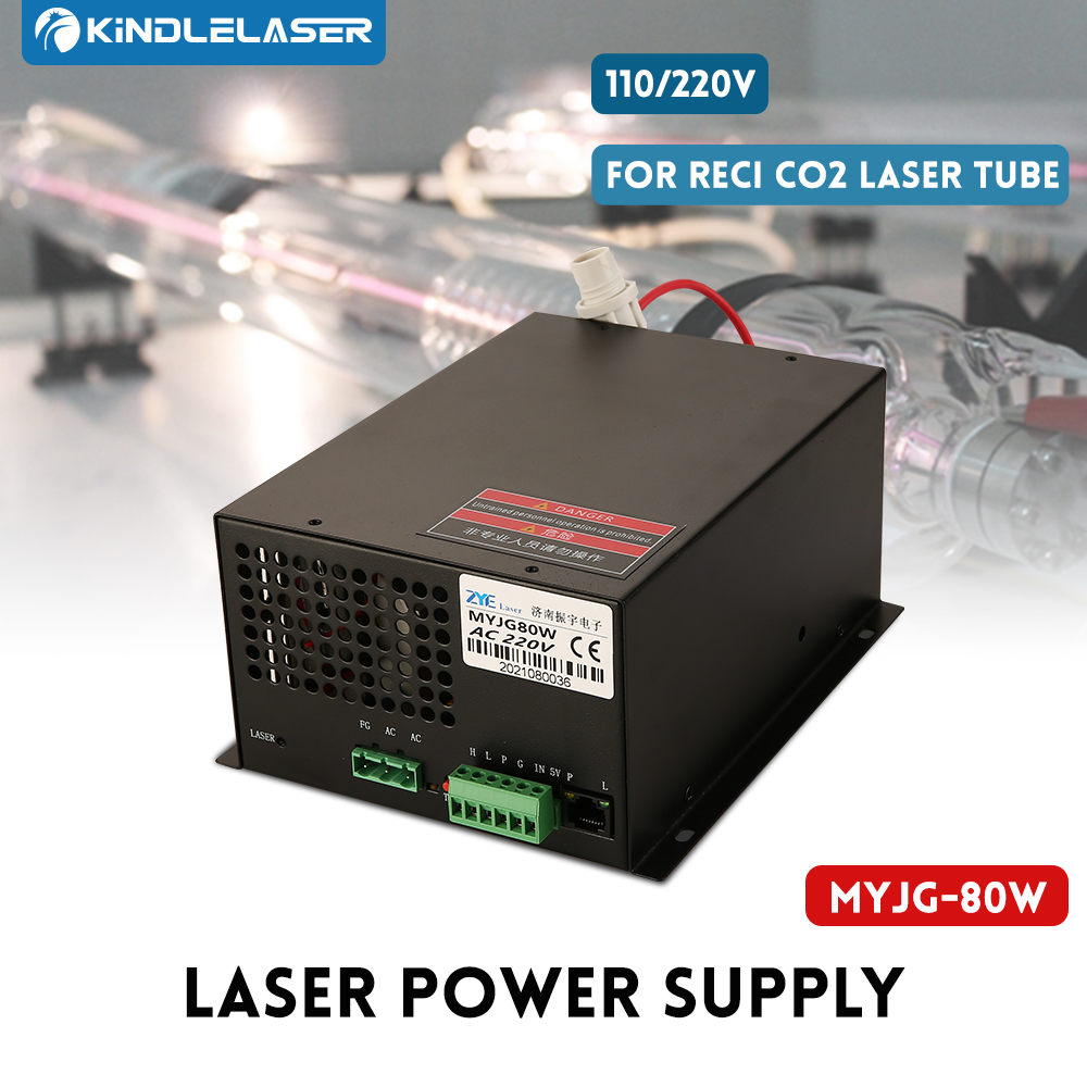 KINDLELASER 80W CO2 Laser Cung Cấp Điện MYJG-80W 110V/220V Cho Laser Ống Khắc Cắt