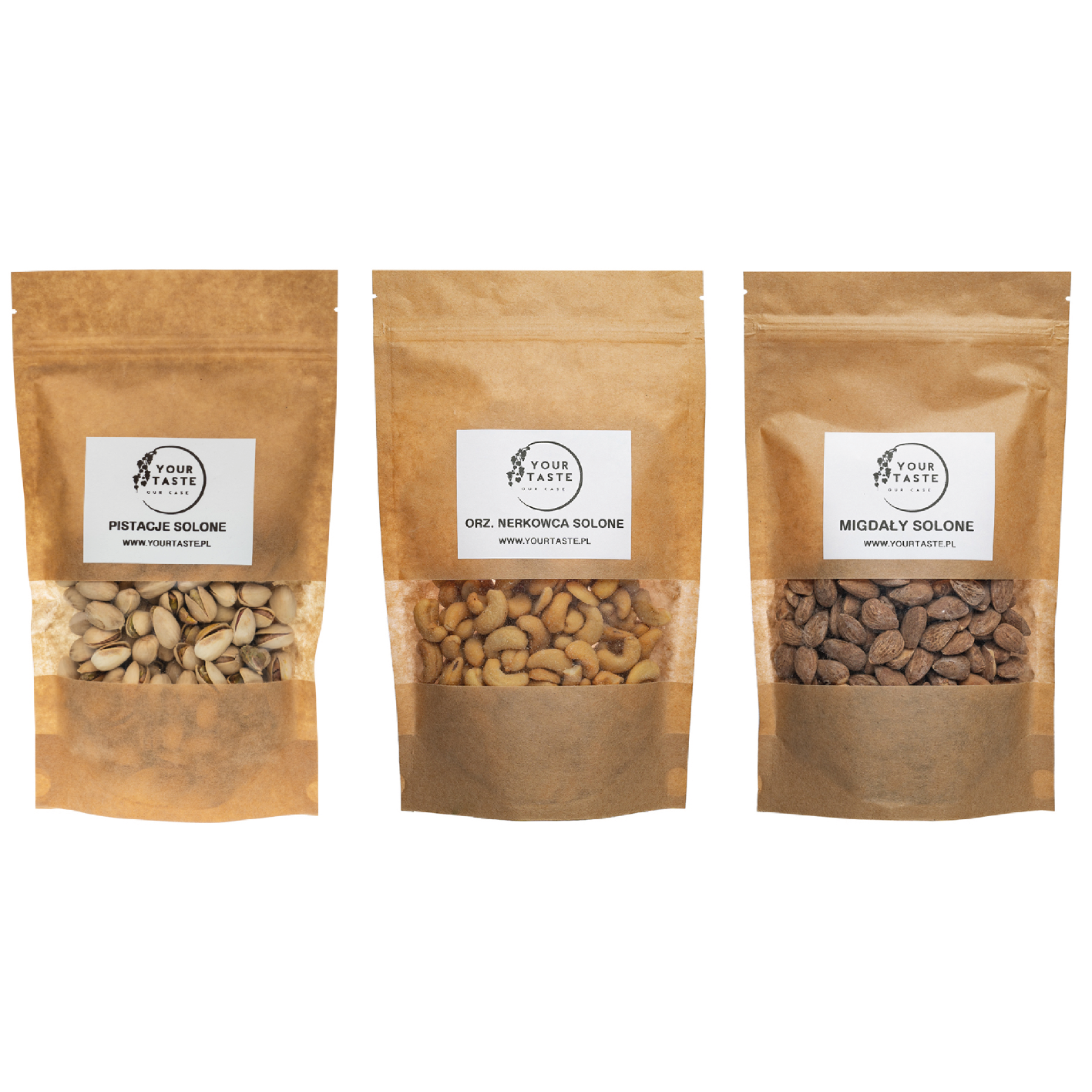 Your Taste Zestaw - Pistacje solone 500g + Nerkowce solone 500g + Migdały solone 500g