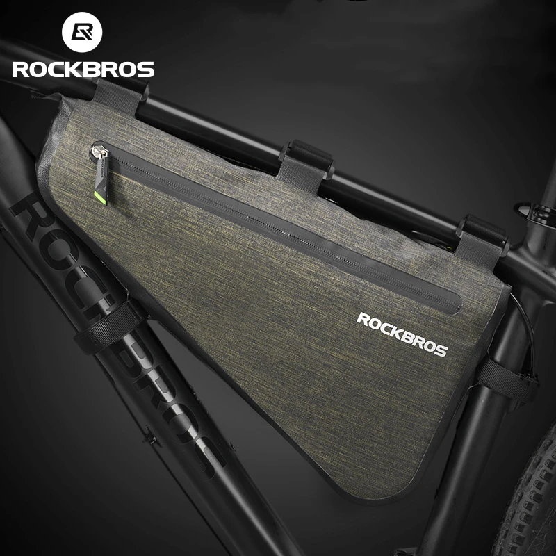 ROCKBROS-sac triangulaire de vélo portable, grande capacité, étanche à la pluie, sacoche de cyclisme vtt route vélo cadre avant, sacs accessoires