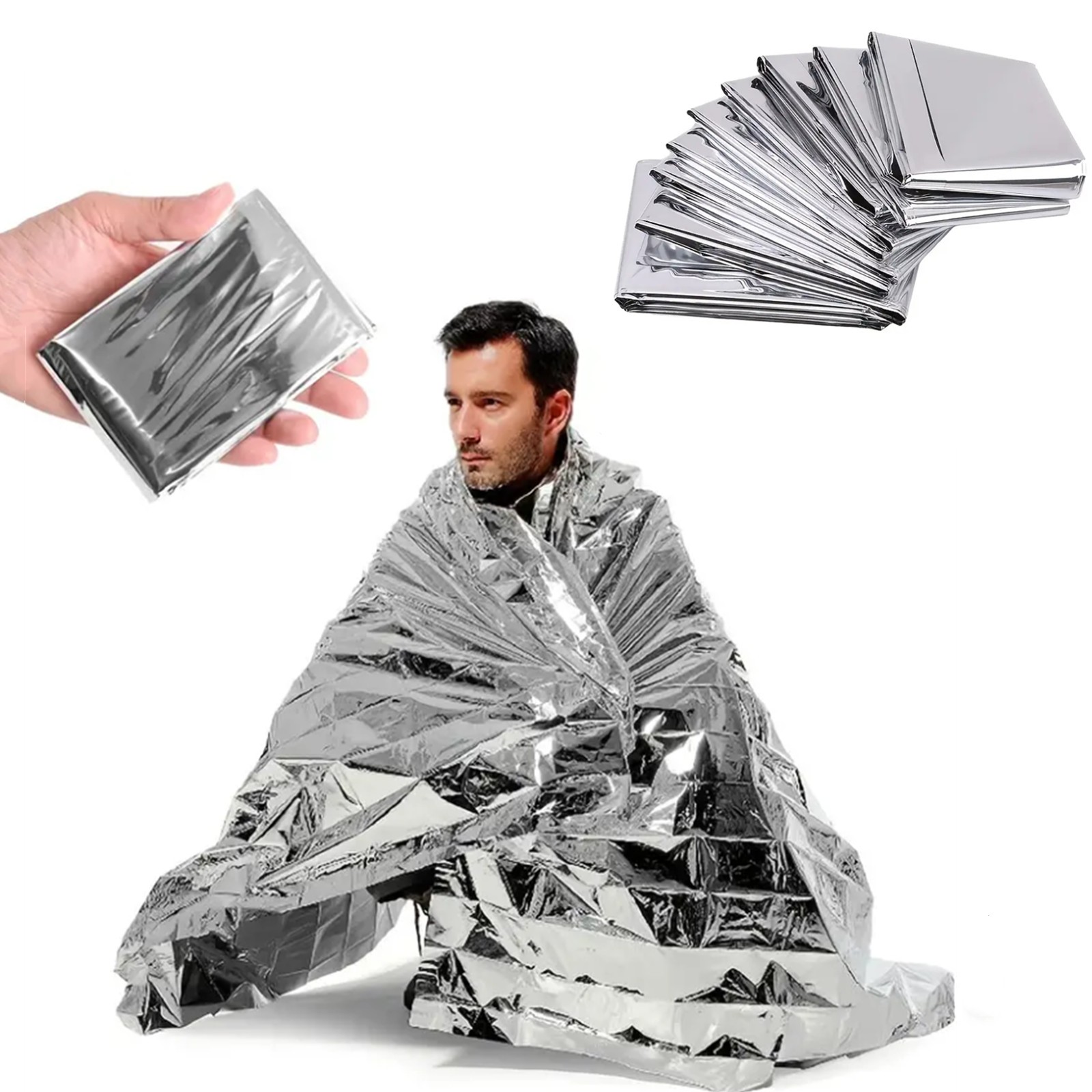 Mylar-thermische dekens voor noodgevallen - Waterdicht, behoudt lichaamswarmte - Ideaal voor EHBO-koffers en natuurrampjes - 51,18 x 82,67