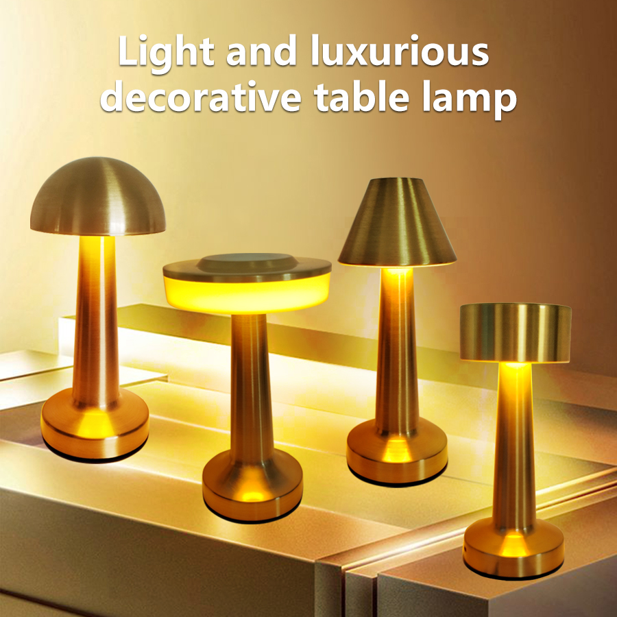 Luz de mesa led metal toque lâmpada decorativa recarregável luzes da noite para bar mesa café restaurante decoração luz