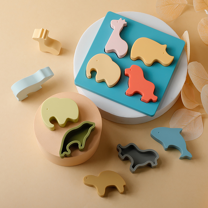 Anneau de dentition en Silicone pour bébé, Animal nidifié, empilé, jouet éducatif précoce, cadeau pour enfant, qualité alimentaire, produits pour enfants