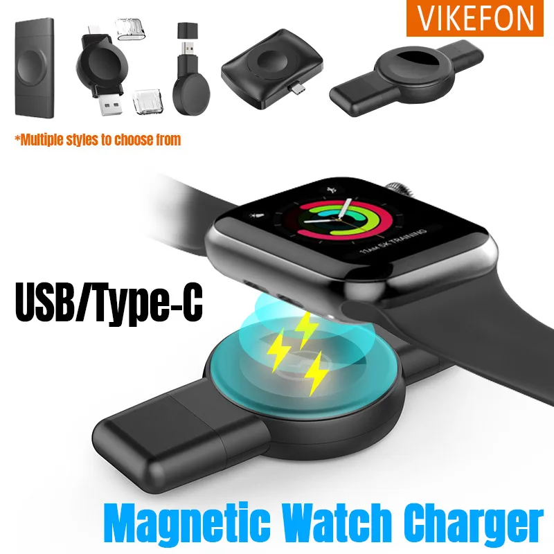 Relógio magnético carregador sem fio usb tipo-c para apple watch 9/8/7/6/5/4 se samsung watch galaxy 7/6/5/4 ativo 1/2 carregamento rápido