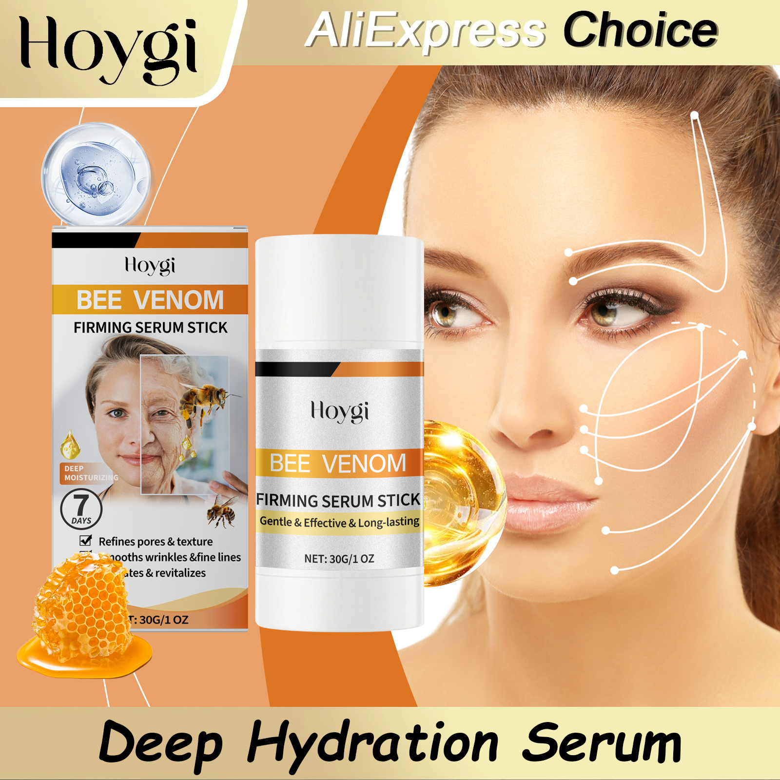 Crema Reafirmante con Veneno de Abeja HOYGI, Hidratante, Mejora la Flacidez, Reduce las Líneas Finas, Repara la Piel Dañada, Esencia para el Cuidado Facial