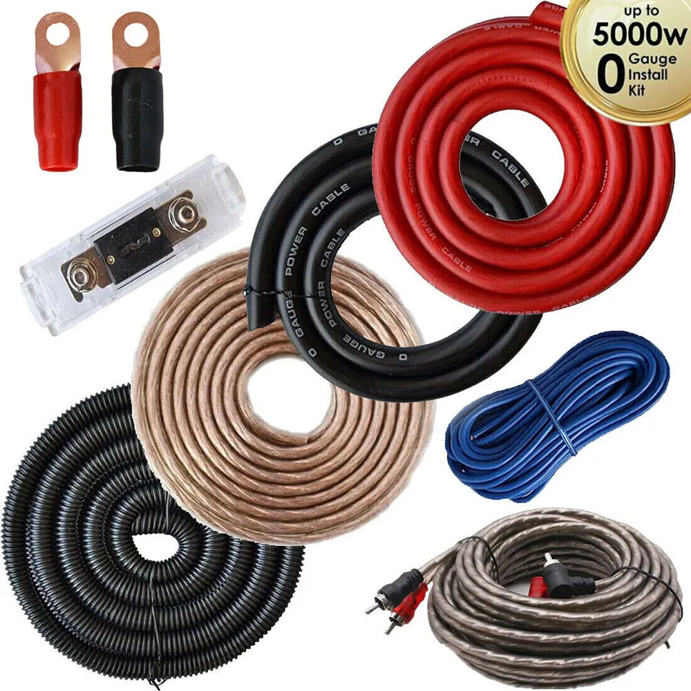 Cable amplificador de Audio para coche, Kit completo de instalación de Subwoofer, RCA, 5000 vatios, 0 AWG