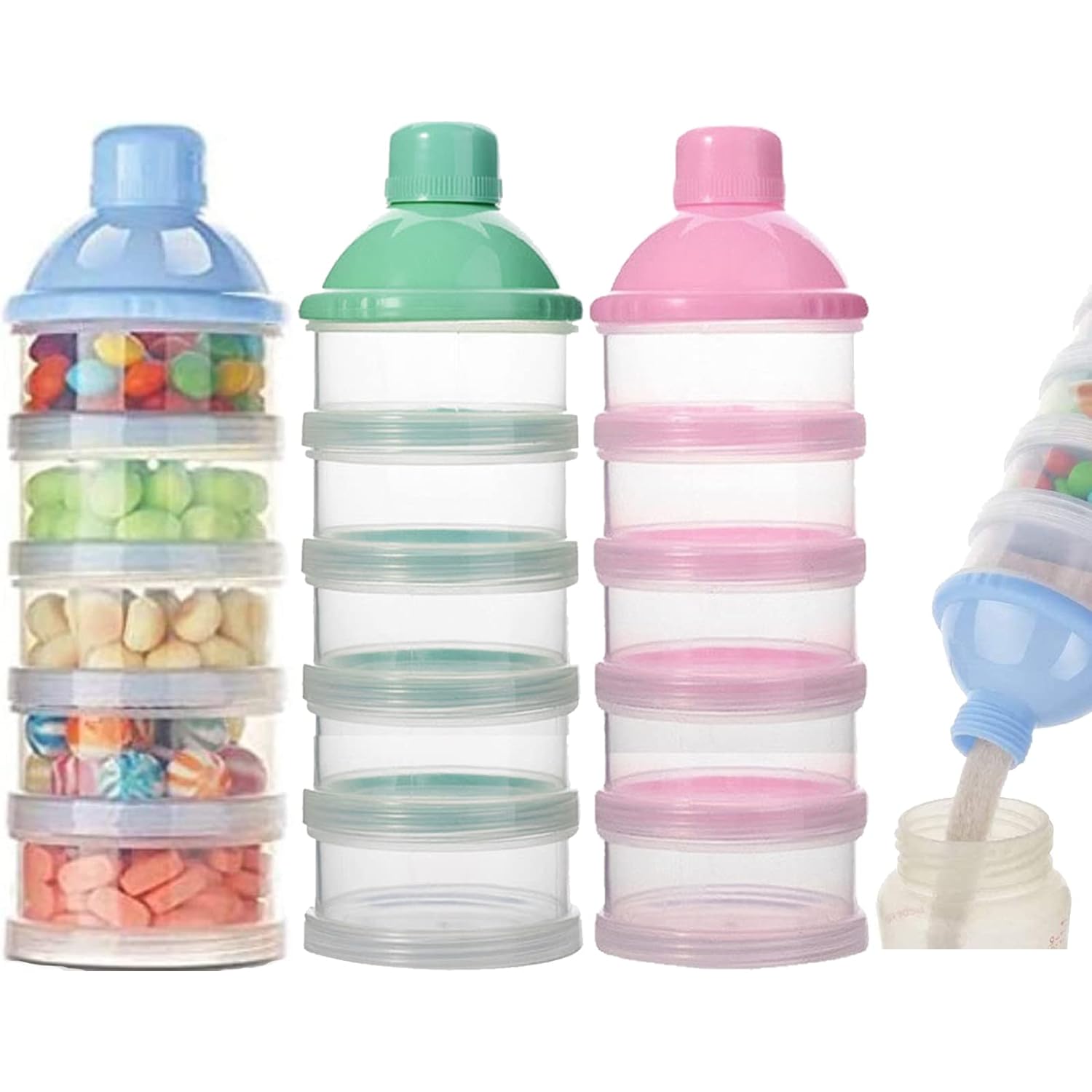 Caja de leche en polvo portátil con rejilla 4/5, contenedor para aperitivos para bebés, caja de almacenamiento de alimentos, dispensador de fórmula, botellas de leche en polvo