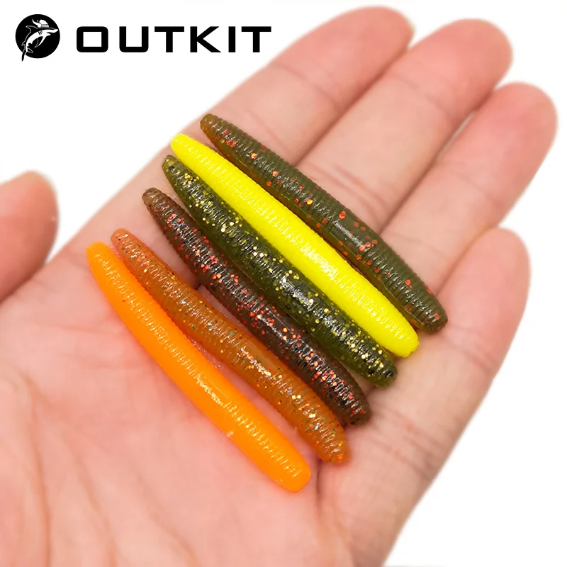 OUTKIT 20 sztuk miękkie przynęty wędkarskie 5cm 1.36g sztuczne robaki przynęty silikonowe przynęty wędkarskie Crankbait Fishing Bass Tackle
