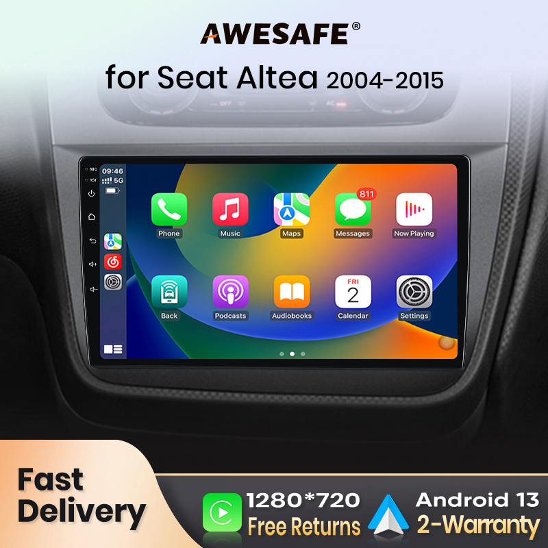 AWESAFE PX9 Radio samochodowe Autoradio do Seat Altea XL Toledo 2004-2009 Bezprzewodowy ekran Carplay Android Auto Stereo GPS Navi FM RDS