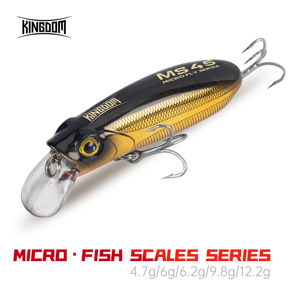 Kingdom Micro Esche Artificiali da Pesca 4.7g 6g 6.2g 9.8g 12.2g Affondanti Galleggianti Minnow SwimBait Wobbler per Lanci Lunghi