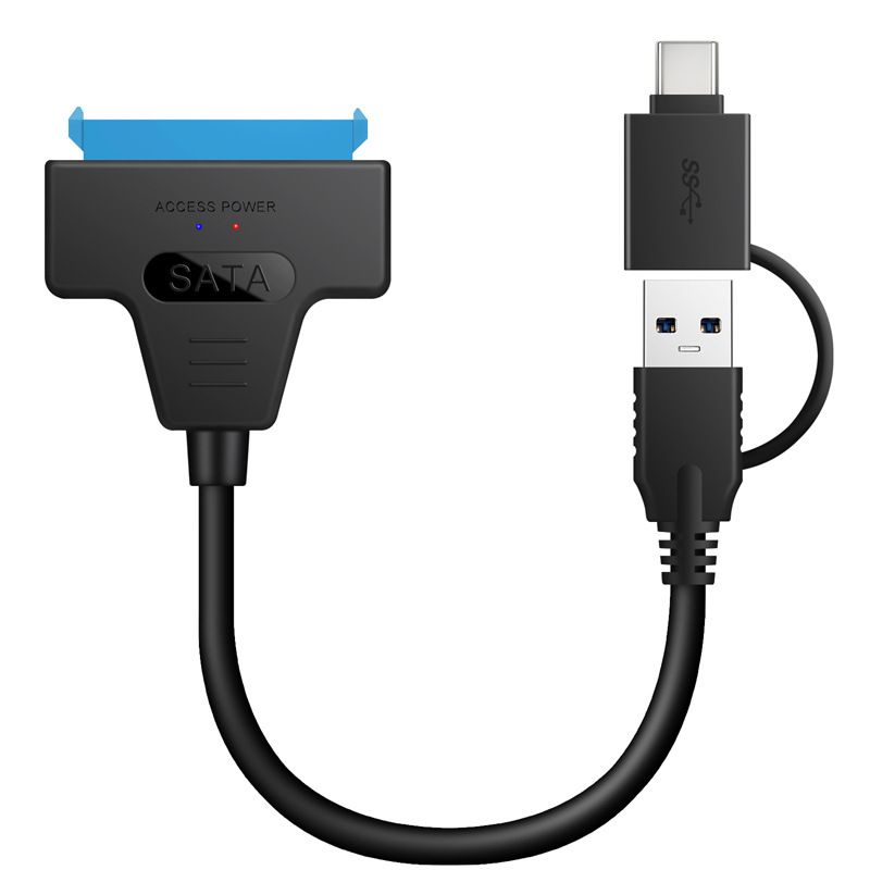 ใหม่ 2 in 1 SATA to USB3.0/Type-C อะแดปเตอร์สูงสุด 6 Gbps ความเร็วสูงรองรับ 2.5 นิ้วภายนอก HDD SSD ฮาร์ดไดรฟ์ 22 Pin Sata