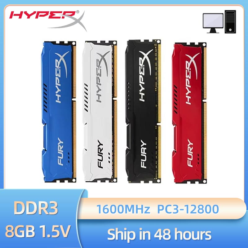 HyperX Fury Memoria Ram DDR3 8GB 1600MHz Desktop RAM 240Pin 1.5V PC3-12800 DIMM Não-ECC