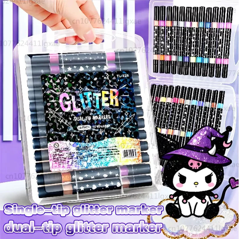 12/24/48/72/96 Farben Einzel- und Doppelspitzen-Glitter-Kunstmarker, Metallic-Farbmarker, DIY-Bastelbedarf, Geburtstagskarten, Album