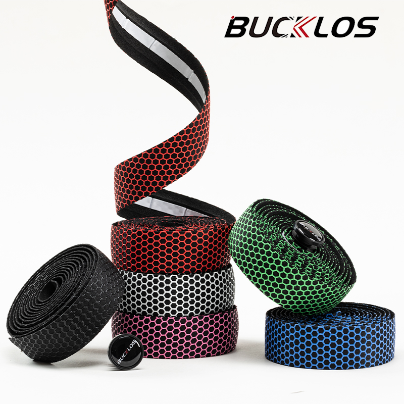 Bucklos เทปพันแฮนด์จักรยานเสือหมอบ2ชิ้น, เทปติดจักรยานทำจากซิลิโคน PU EVA กันลื่นดูดซับแรงกระแทกสายรัดชิ้นส่วนขี่จักรยาน