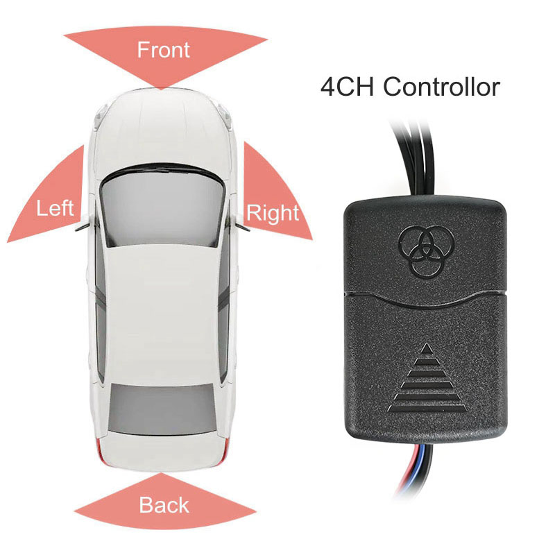 DIYSECUR ที่จอดรถกล้อง Channel Converter สวิทช์อัตโนมัติด้านหน้า/ด้านข้าง/ด้านหลังกล้องดูวิดีโอกล่องควบคุมด้วยตนเองสวิทช์