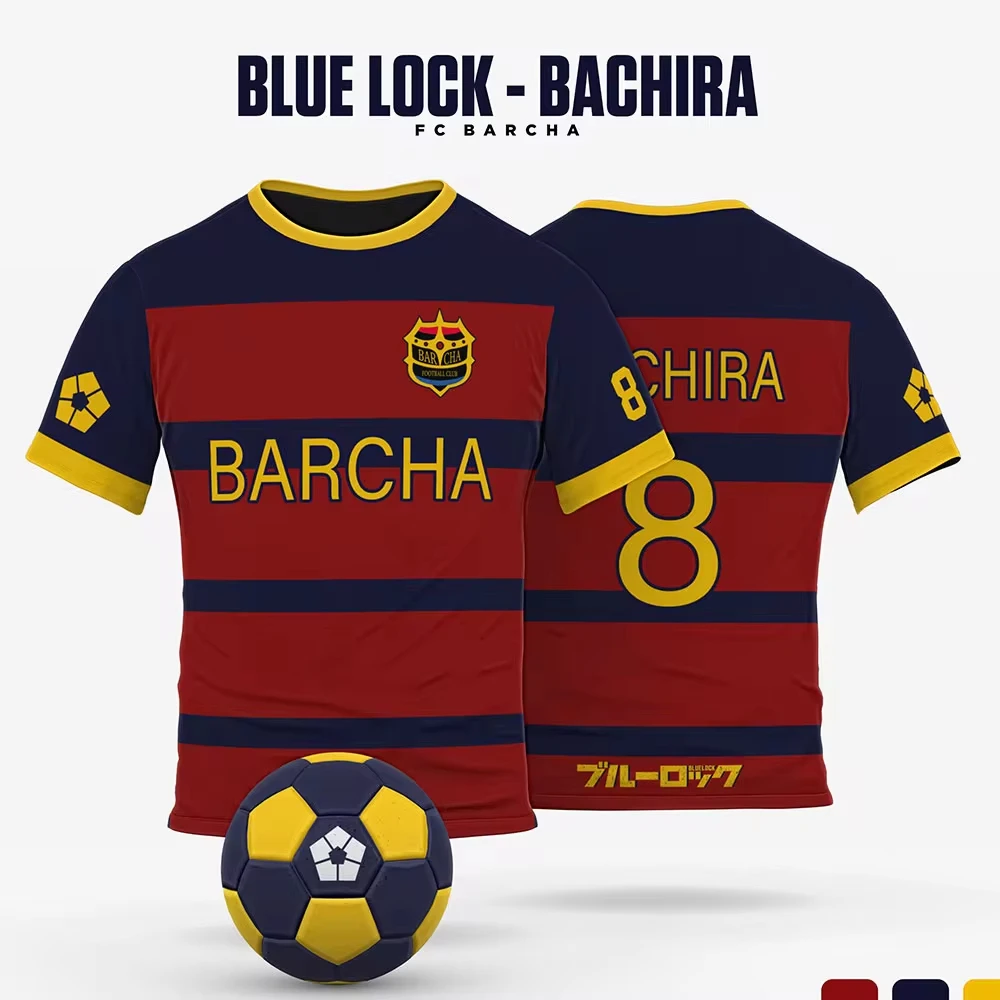 Maglietta da Calcio Anime Giapponese Blue Lock, T-shirt Cosplay Isagi Yoichi, Hyoma Chigiri, Meguru Bachira, Abbigliamento Originale per Bambini