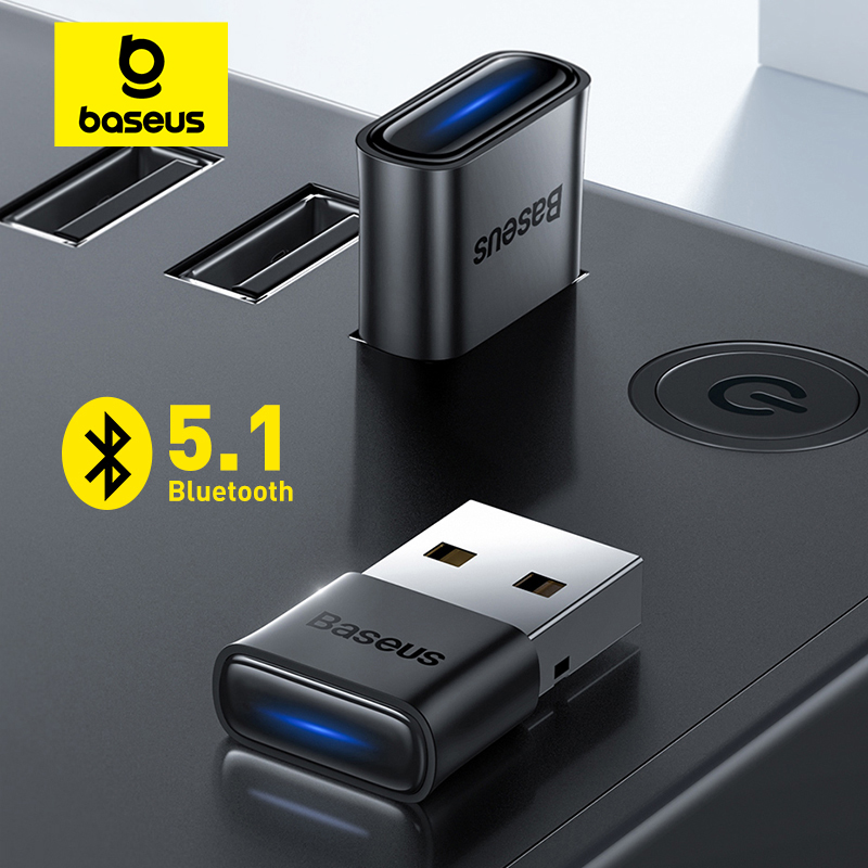 Baseus USB อะแดปเตอร์บลูทูธ Dongle Adaptador Bluetooth 5.1 สําหรับแล็ปท็อปพีซีลําโพงไร้สายเครื่องรับสัญญาณเสียงเครื่องส่งสัญญาณ USB