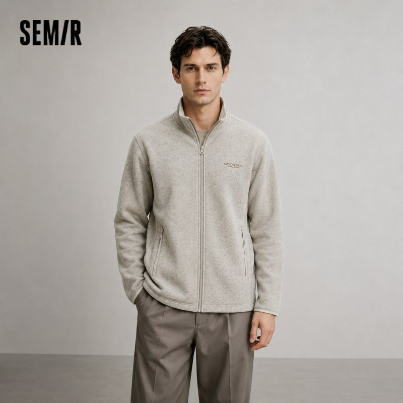 Semir Jacke für Herren, antistatisch, Heather-Strick, Reißverschluss, Stehkragen, 2025, Herbst-Winter, Stickerei, Top, lässige Mode, Herrenbekleidung