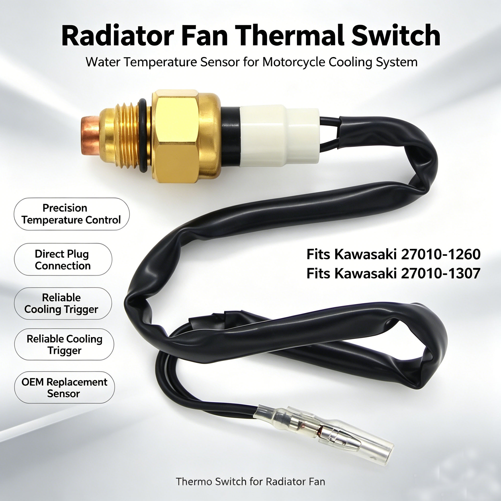 Ventilador de radiador para motocicleta, interruptor térmico, Sensor de temperatura del agua para Kawasaki EN400 Twin Bulcan EN450 EN500 Vulcan MULE1000 KAF450