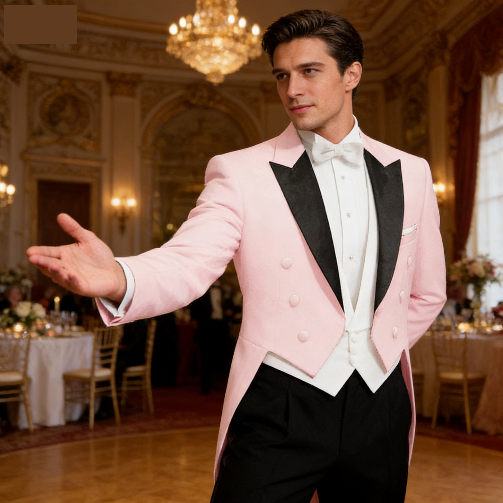 Traje de esmoquin formal para hombre, con chaqueta de cola de golondrina, chaleco y pantalones, para fiesta, boda, baile y espectáculos de magia