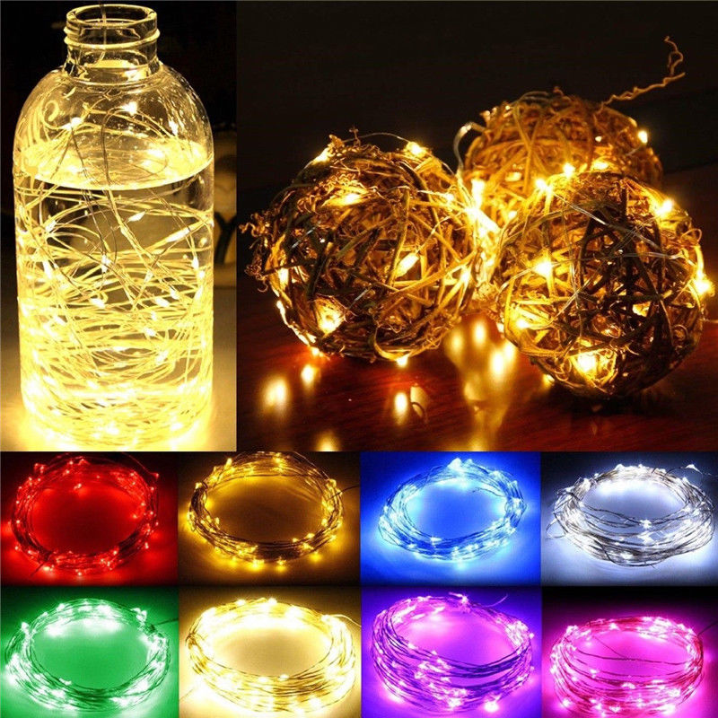 Guirnalda de luces LED de alambre de cobre de 1M, 2M, 3M, 5M, iluminación navideña, guirnalda de hadas para árbol de Navidad, decoración para fiesta de boda