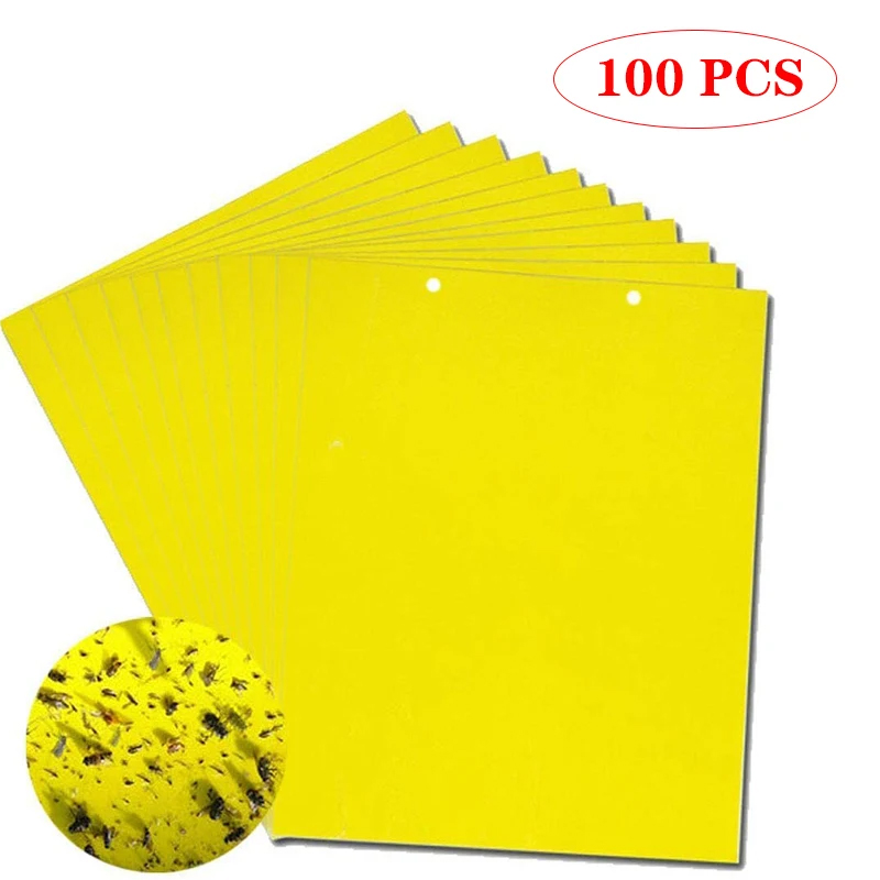 20-200PCS Fly Stickers Double Sided Flying Insect Catcher Fly Trap for Garden Plant Bugs Mosquito Trap Insects Glue Sticky Board
