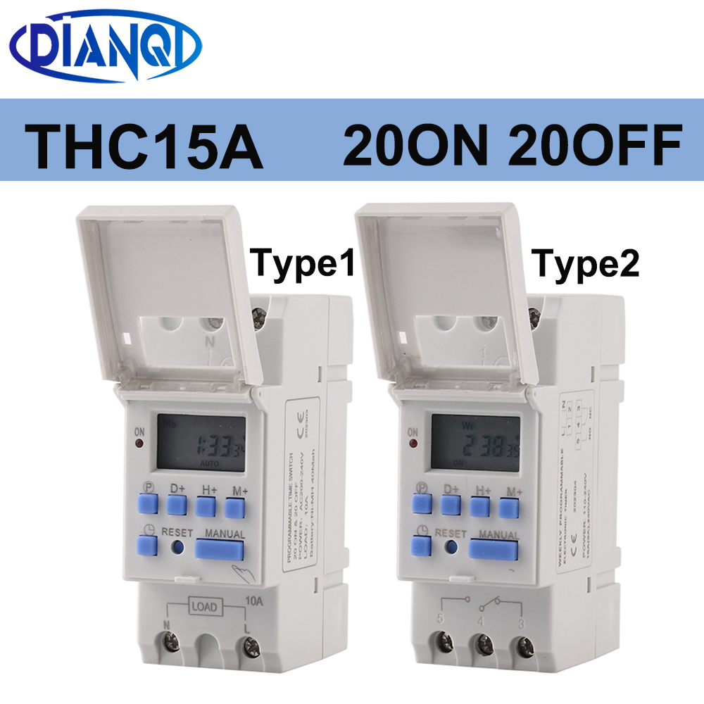 1pc 電子ウィークリー 7 日間プログラム可能なデジタルタイマースイッチリレー制御 220V 230V 8A 10A 16A Din レール THC15A