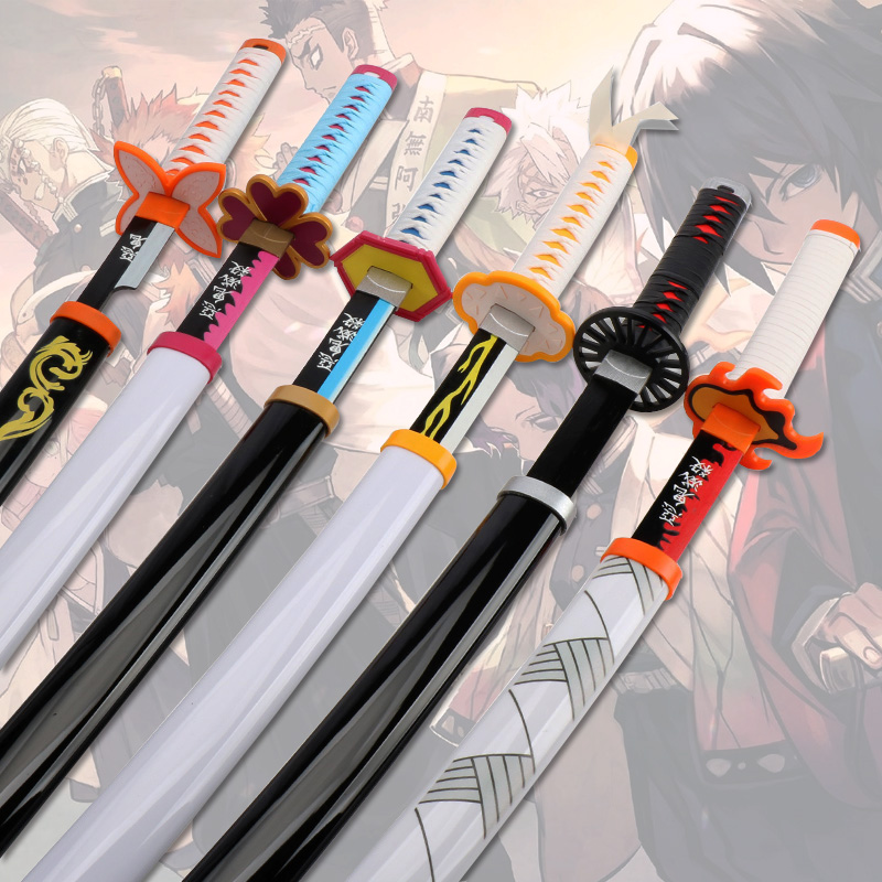 Demon Slayer аниме Katana 80 см деревянный меч оружие для косплея реквизит Giyuu Blue Tanjirou Kyoujurou подарок для вечеринки