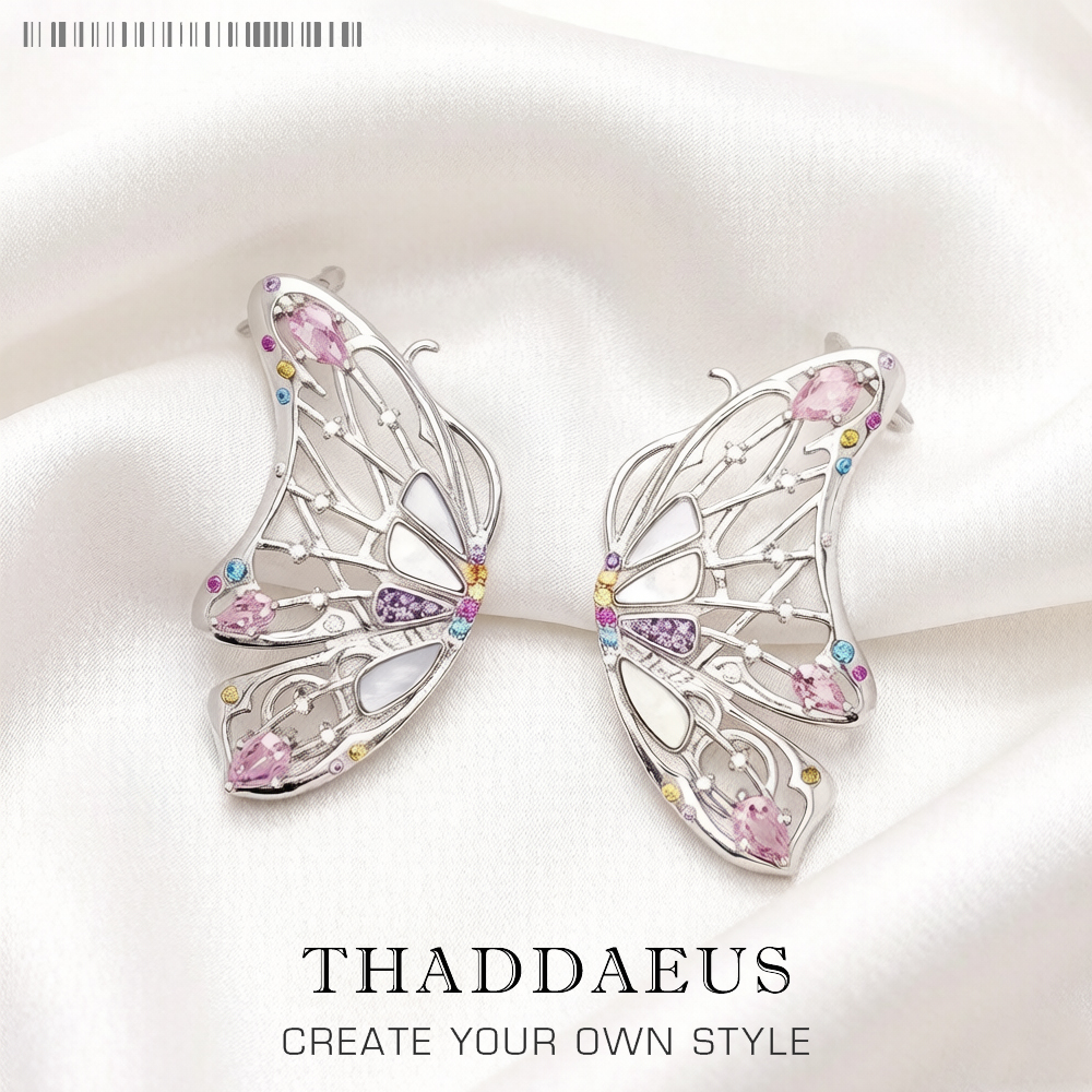 Boucles d'oreilles papillon en argent regardé 925 pour femme, manchette d'oreille, bijoux fins de haute qualité, cadeau bohème, nouveau