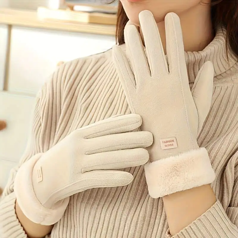 Guantes de Invierno para Mujer, Cálidos, con Pantalla Táctil, Forrados de Felpa, Gruesos, para Actividades al Aire Libre, Protección