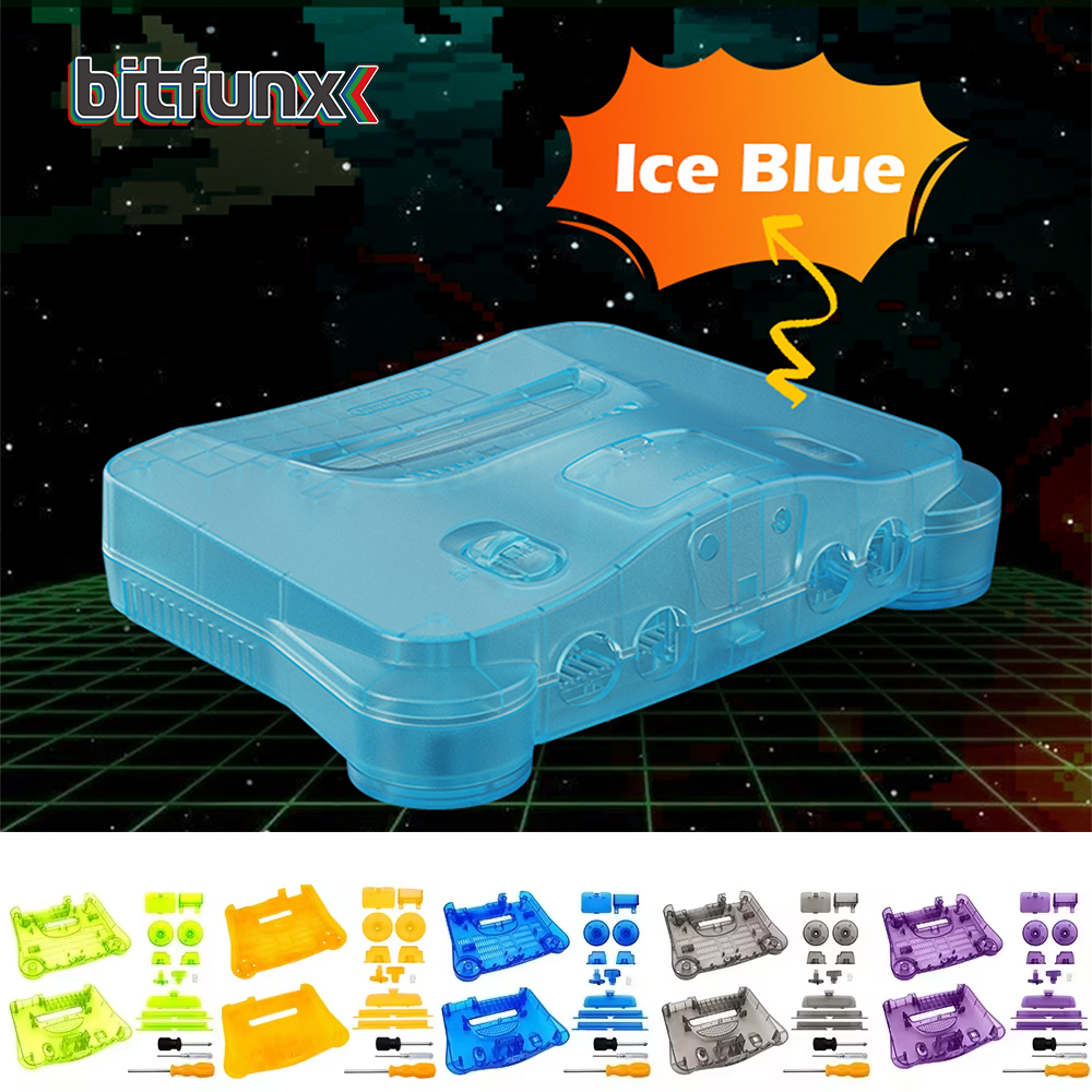 Bitfunx Replacement Plastic Shell Translucent Case for N64 Nintendo 64 Replacement Case Transparent Boxes