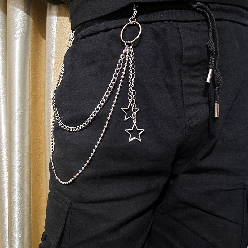 Punk Steet Portachiavi Catena Donna Uomo Luna Stella Rivetti Teschio Accessori Scelta Rock Goth Pantaloni Cintura in vita Catena sui jeans Jewerly