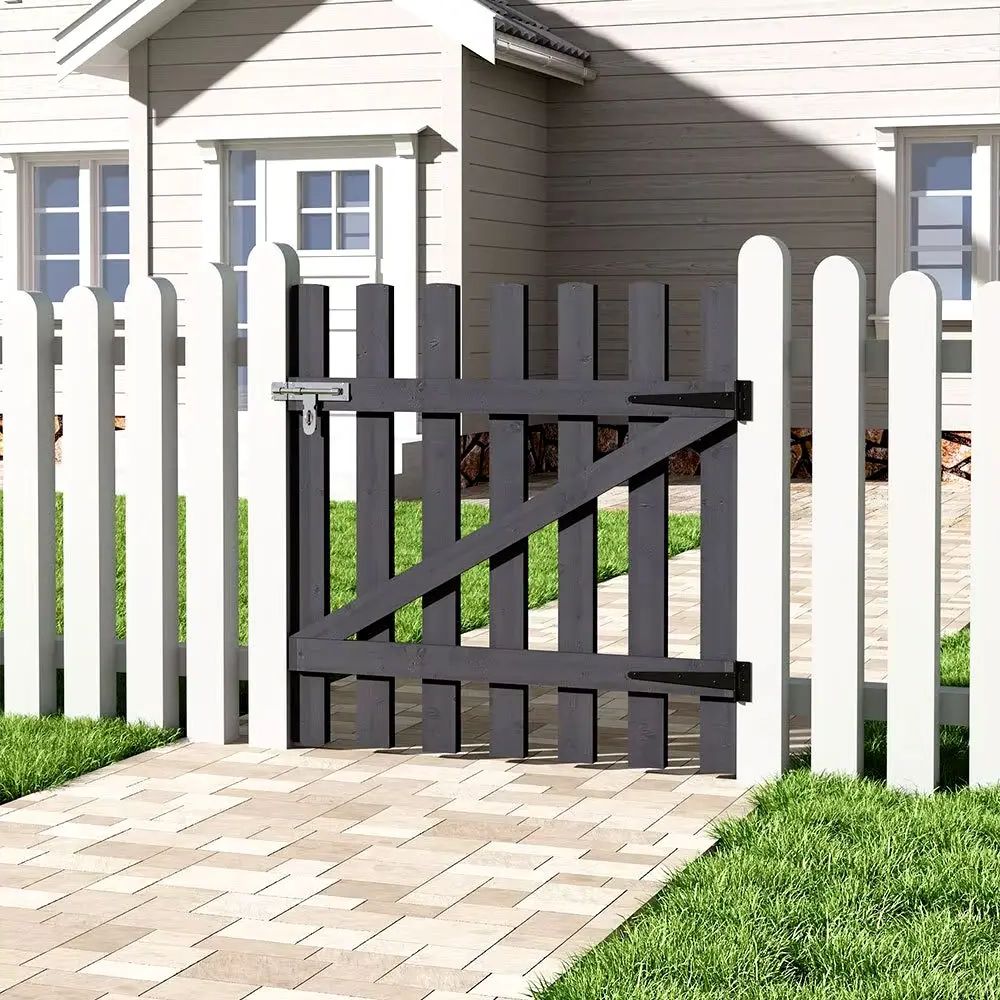 Grijze Houten Tuin Hek Poort Enkele Draaipoort Met Grendel H 90Cm X W 90Cm