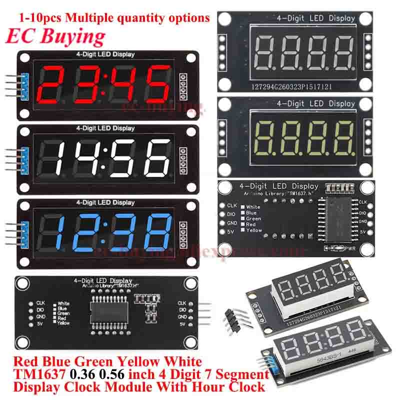 TM1637 LED Display Module for Arduino 4 Digit 7 Segment 0.36 0.56 inch 0.36'' 0.56" Time Clock Hour Digital Tube Red Blue White