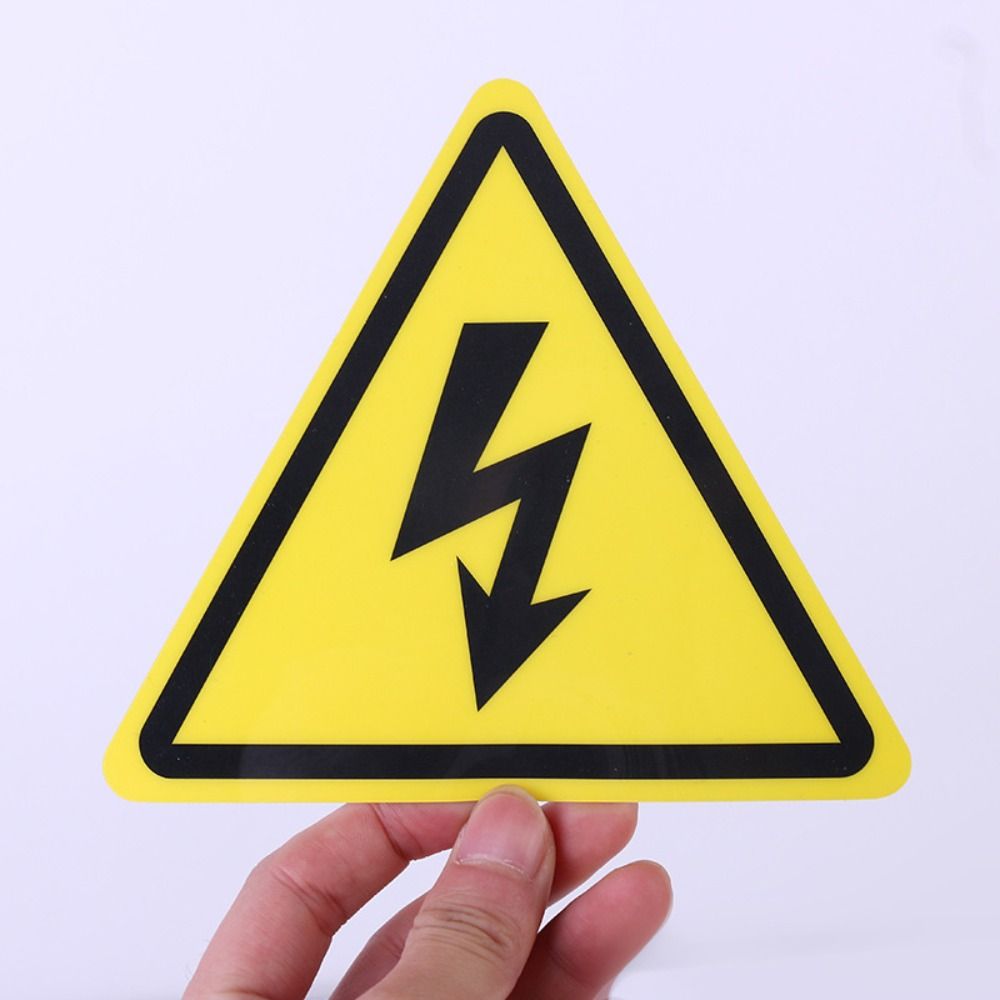 5Pcs PVC Warning Sticker Electrical Shock Hazard Adhesive Labels 3.6/5/8/10/15cm Yellow Danger Electric Box Notice Decal