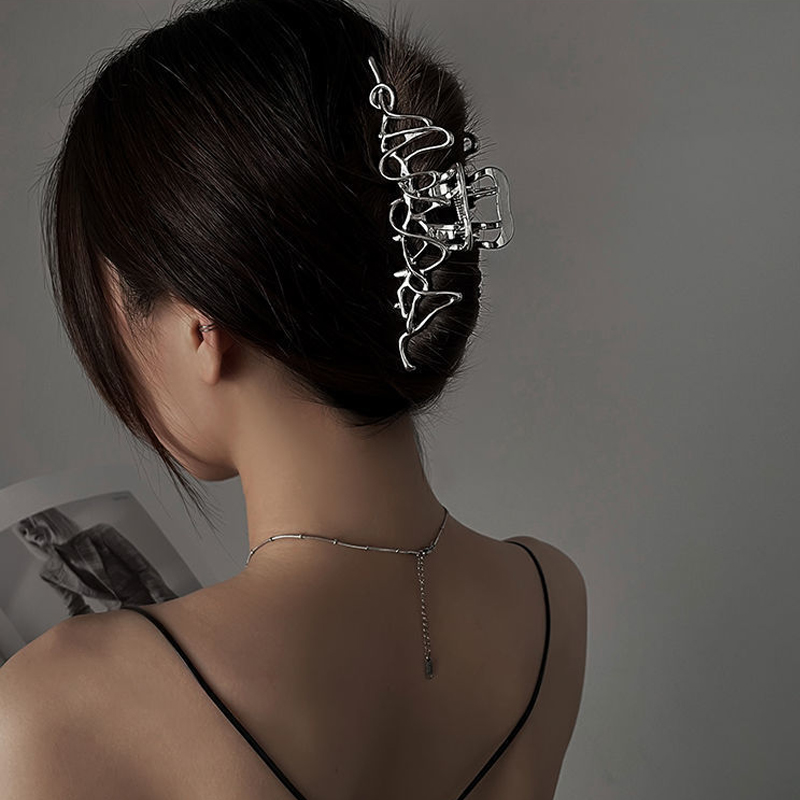 Grampo de metal grande para cabelo feminino, grampos irregulares estilo punk, presilhas vintage, presilhas maxilares, acessórios para cabelo