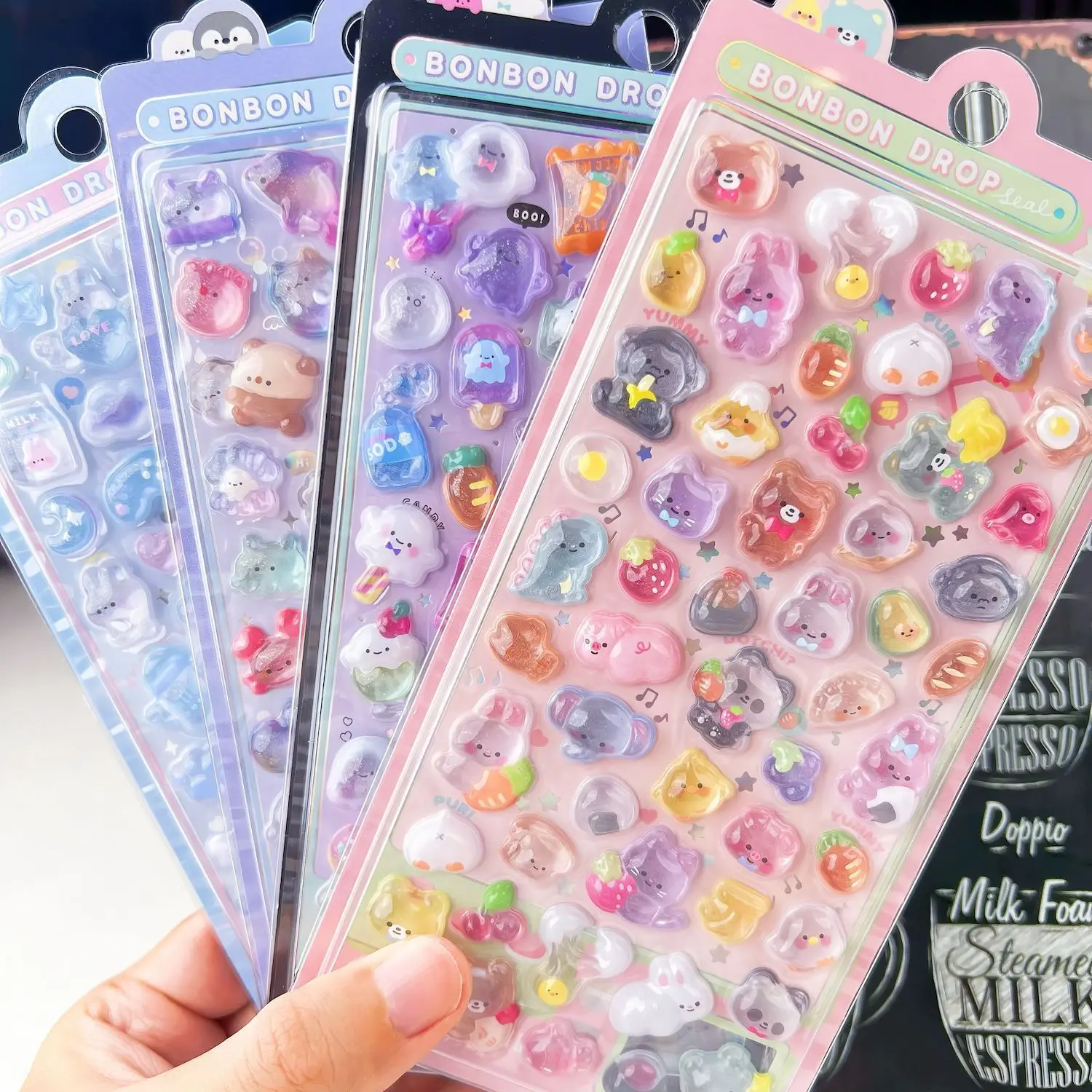 6/10 sheets Funny Sweet Furit cloud Pets Drop 3D Relief Sticker Scrapbooking Diy Diary Decor Stationery Kawaii Stickers
