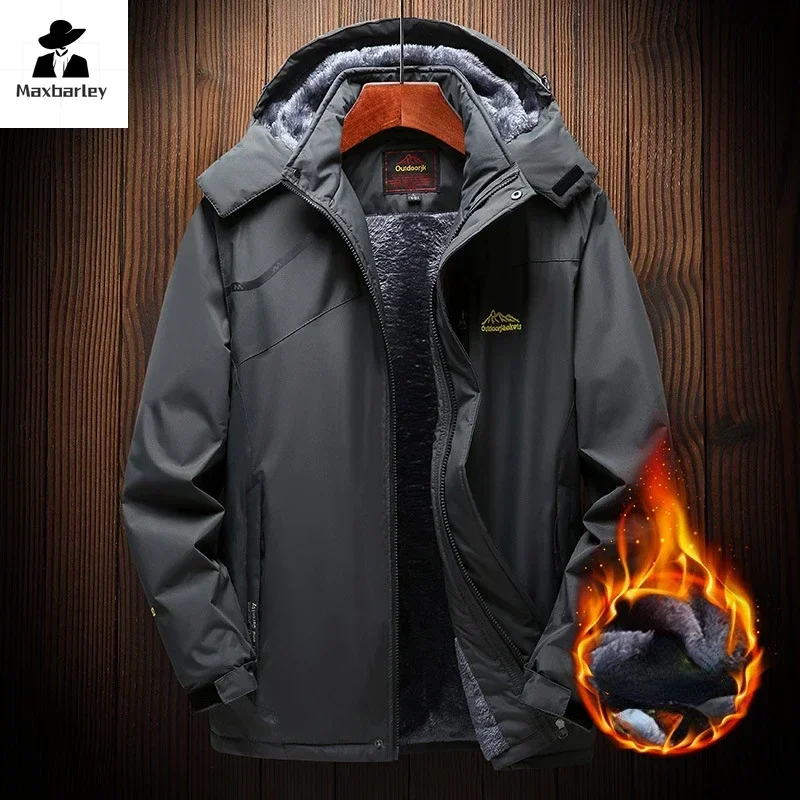 Parka com capuz grosso quente de lã de inverno masculina, casaco impermeável masculino, jaqueta acolchoada, casacos de neve, tamanho grande, 7XL, 8XL, 2023