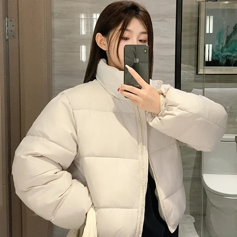 Chaquetas cortas de algodón para mujer, Parkas informales holgadas con cordón, chaqueta acolchada ajustada, prendas de vestir, ropa Preppy, novedad de invierno de 2024