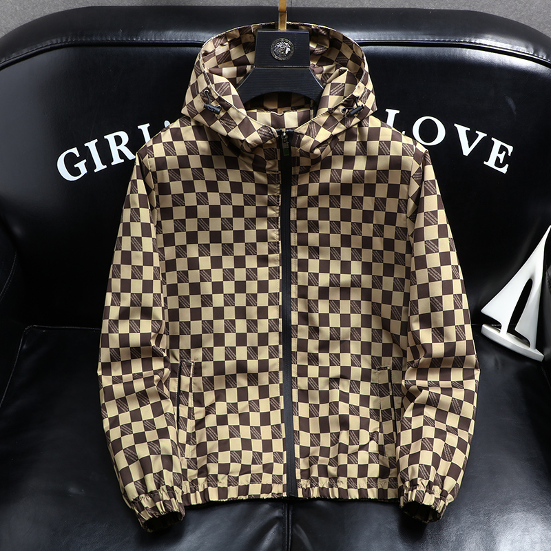 Giacca con cappuccio casual moda autunno per uomo Cappotti antivento da lavoro scozzesi coreani Trendy Versatile Streetwear Abbigliamento uomo 2025