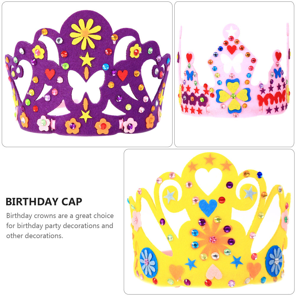 6Sets Princess Crown Hat Craft Kit for Kids Nonwoven DIY Birthday Party Decorations Bright Creative Crown Tiara Craft Kit