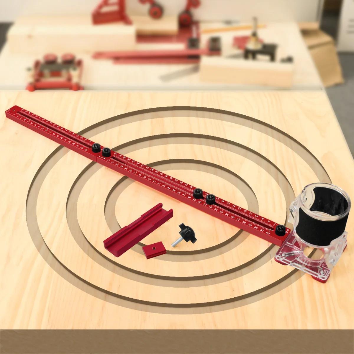 Plantilla de Guía Ajustable 3 en 1 de Aleación de Aluminio, Herramienta Multifuncional para Trabajos en Madera, para Corte Circular y Montaje de Herrajes de Gabinetes