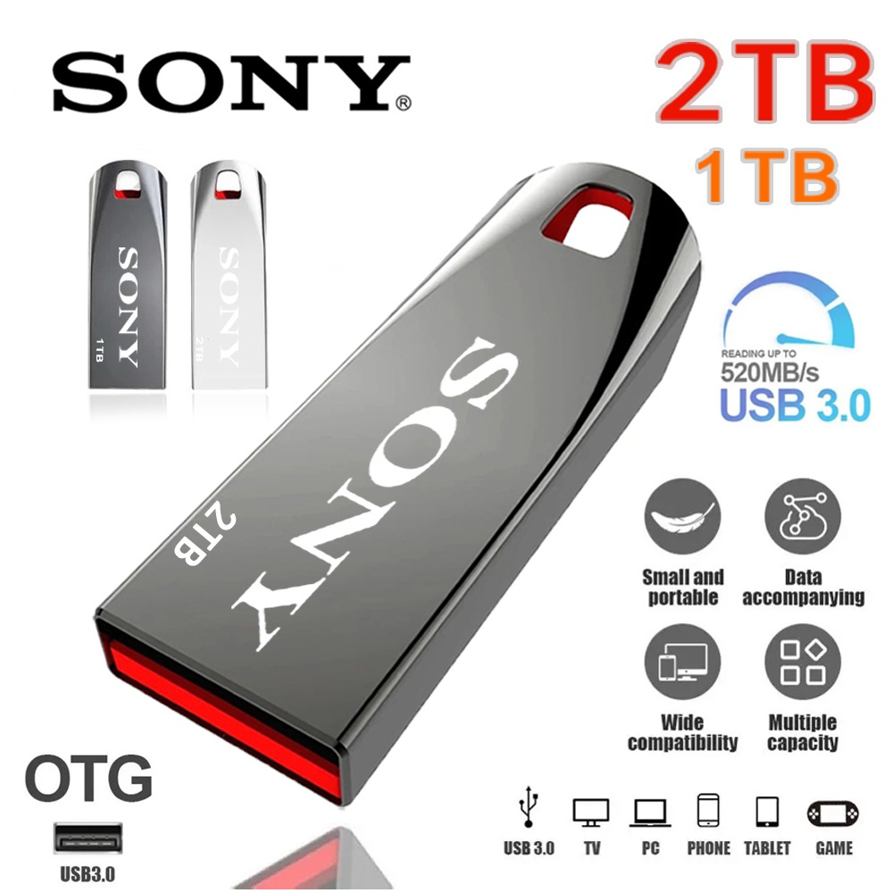 SONY-unidad Flash USB 3,0 de 2TB, 1TB, 2TB, gran capacidad, almacenamiento de transferencia de alta velocidad, memoria impermeable, disco U, Pendrive de Metal portátil