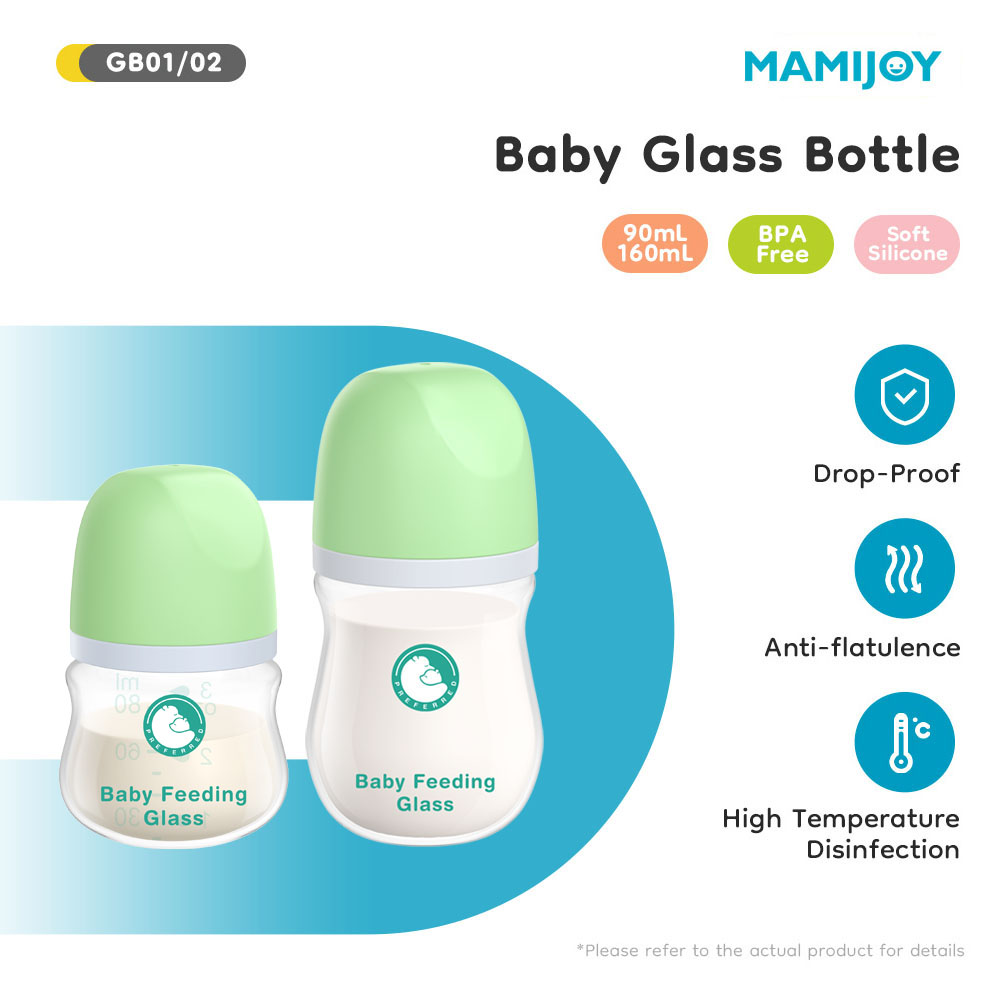1 Uds. Biberones de alimentación para recién nacidos, biberones de vidrio de 90ML/160ML, biberones de alimentación de leche antiflatulencia para bebés sin BPA